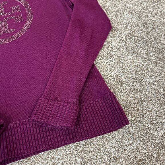 Tory Burch Women's Size Small Wool Cashmere Deep Fuchsia Sweater Embellished - Picture 7 of 12